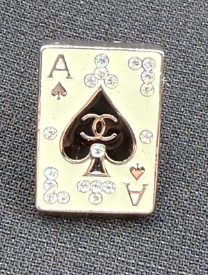 Chanel Casino Collection “Ace of Spades” Mini Pin – 0.7" x 0.5"