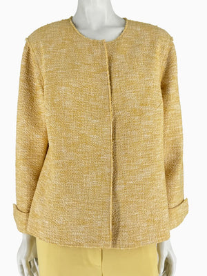 St. John Collection Yellow Tweed Jacket &amp; Cropped Pant Suit – Size 18