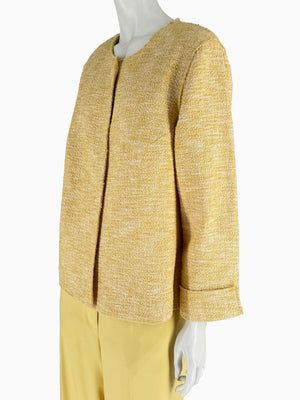 St. John Collection Yellow Tweed Jacket &amp; Cropped Pant Suit – Size 18