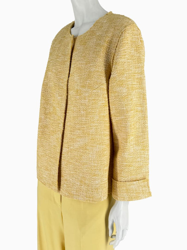 St. John Collection Yellow Tweed Jacket &amp; Cropped Pant Suit – Size 18