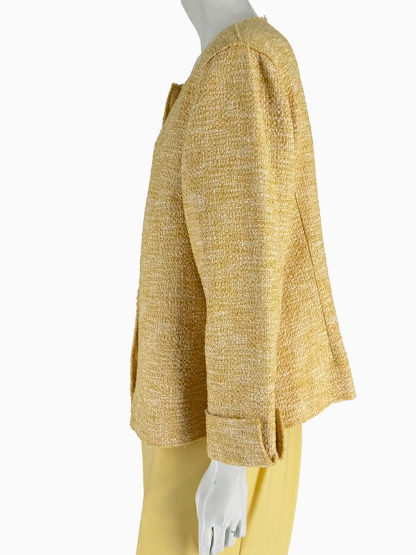 St. John Collection Yellow Tweed Jacket &amp; Cropped Pant Suit – Size 18