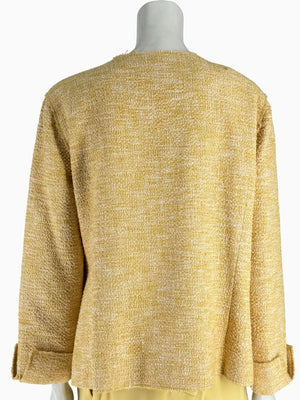 St. John Collection Yellow Tweed Jacket &amp; Cropped Pant Suit – Size 18