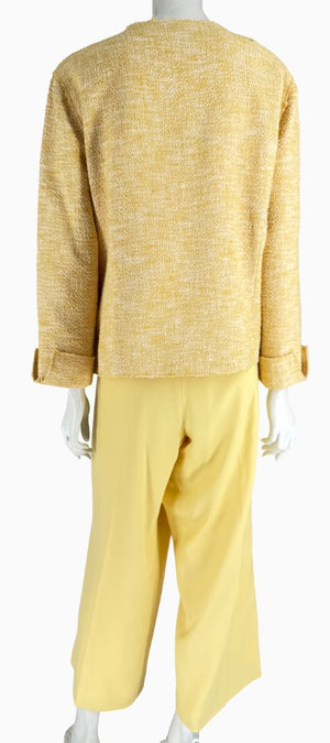 St. John Collection Yellow Tweed Jacket &amp; Cropped Pant Suit – Size 18