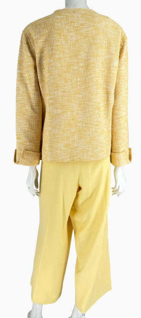 St. John Collection Yellow Tweed Jacket &amp; Cropped Pant Suit – Size 18