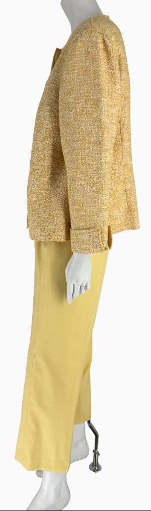 St. John Collection Yellow Tweed Jacket &amp; Cropped Pant Suit – Size 18