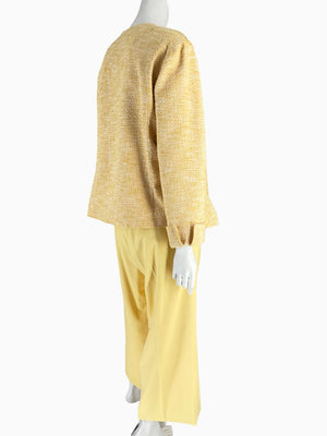 St. John Collection Yellow Tweed Jacket &amp; Cropped Pant Suit – Size 18