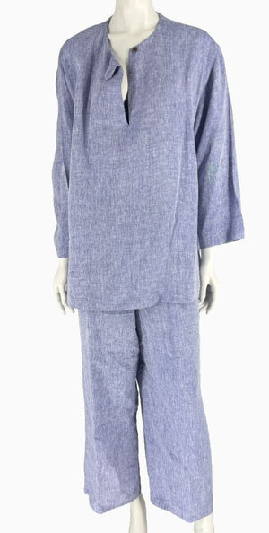 Lafayette 148 New York 100% Linen Two-Piece Pant Set – Size Large Top / Size XL Pants