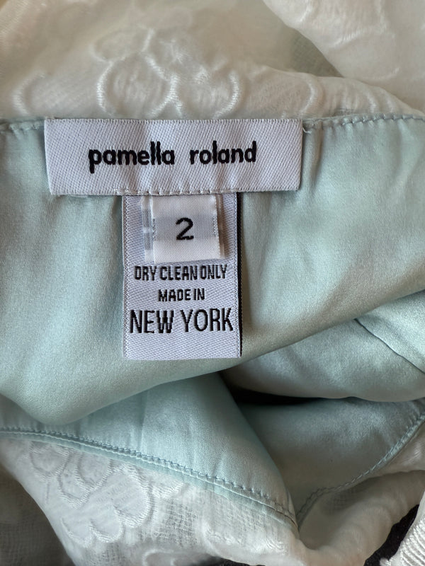 Pamella Roland Ivory Floral Lace Sheath Dress - Size 2