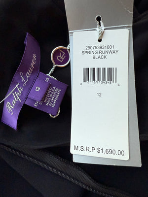 Ralph Lauren Purple Label Cape-Back Midi Dress - Size 12 NWT