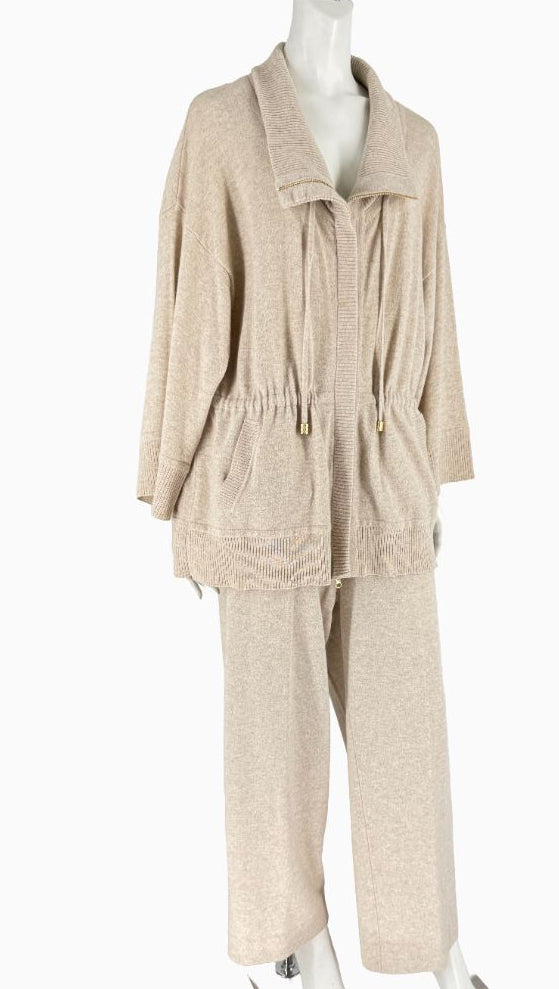Escada 100% Cashmere Two-Piece Lounge Set – Jacket XL / Pants L – Made in Romania