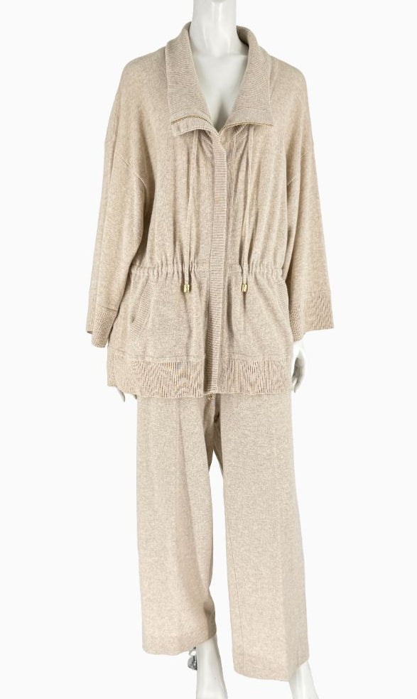 Escada 100% Cashmere Two-Piece Lounge Set – Jacket XL / Pants L – Made in Romania