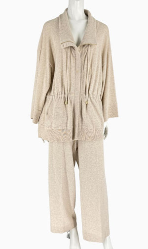 Escada 100% Cashmere Two-Piece Lounge Set – Jacket XL / Pants L – Made in Romania