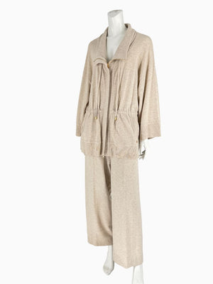 Escada 100% Cashmere Two-Piece Lounge Set – Jacket XL / Pants L – Made in Romania