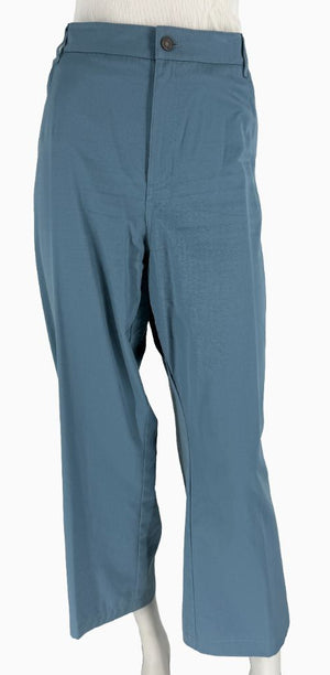 Lafayette 148 New York Wide Leg Cropped Pants Size 18 Blue Cotton Cashmere High Rise Career Casual