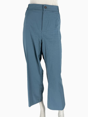 Lafayette 148 New York Wide Leg Cropped Pants Size 18 Blue Cotton Cashmere High Rise Career Casual
