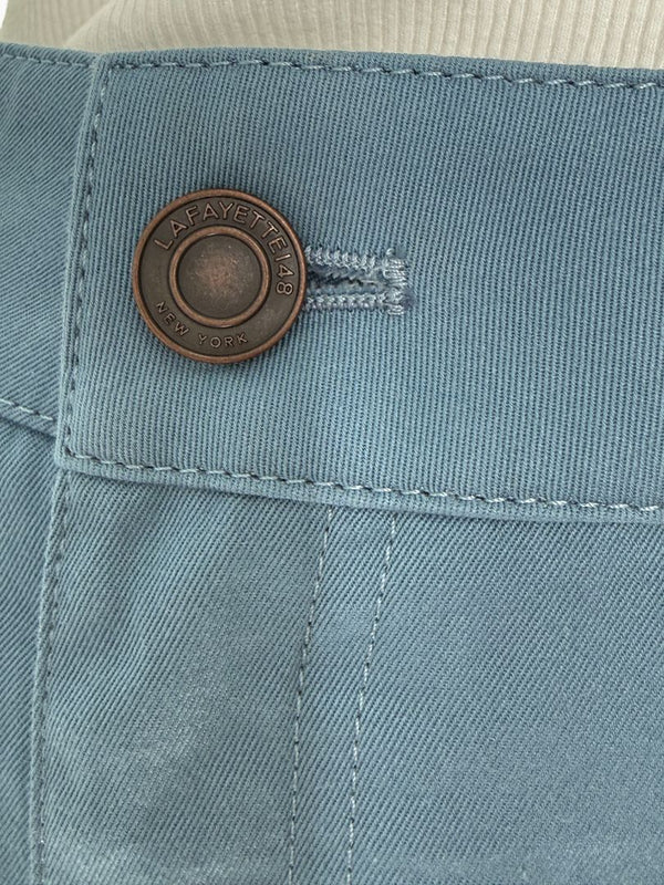 Lafayette 148 New York Wide Leg Cropped Pants Size 18 Blue Cotton Cashmere High Rise Career Casual