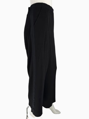 St. John Black Elastic Waist Wide-Leg Pants – Size Large