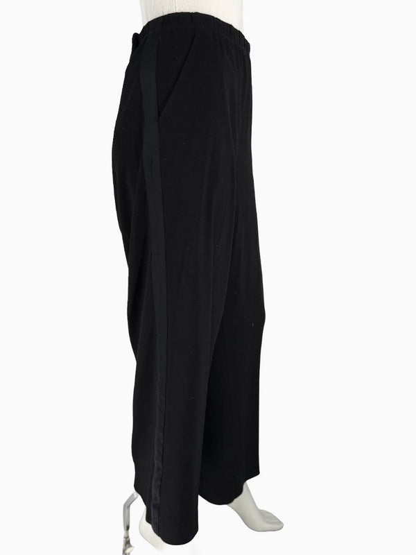 St. John Black Elastic Waist Wide-Leg Pants – Size Large