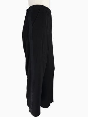St. John Black Elastic Waist Wide-Leg Pants – Size Large