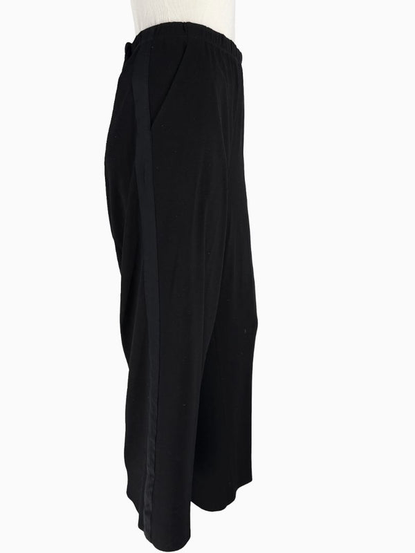St. John Black Elastic Waist Wide-Leg Pants – Size Large