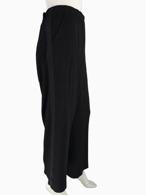 St. John Black Elastic Waist Wide-Leg Pants – Size Large