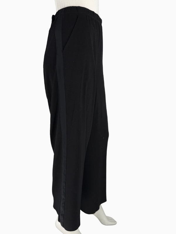 St. John Black Elastic Waist Wide-Leg Pants – Size Large
