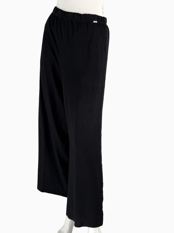 St. John Black Elastic Waist Wide-Leg Pants – Size Large