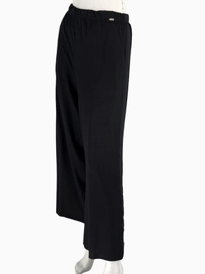St. John Black Elastic Waist Wide-Leg Pants – Size Large