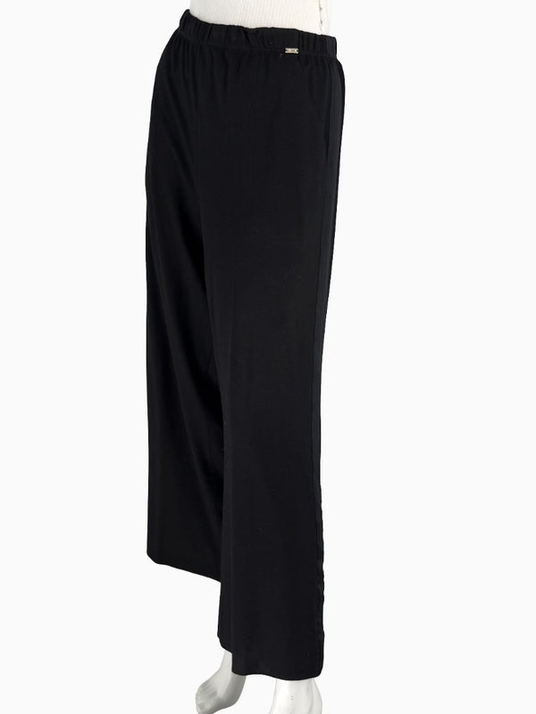 St. John Black Elastic Waist Wide-Leg Pants – Size Large