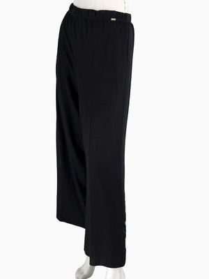 St. John Black Elastic Waist Wide-Leg Pants – Size Large