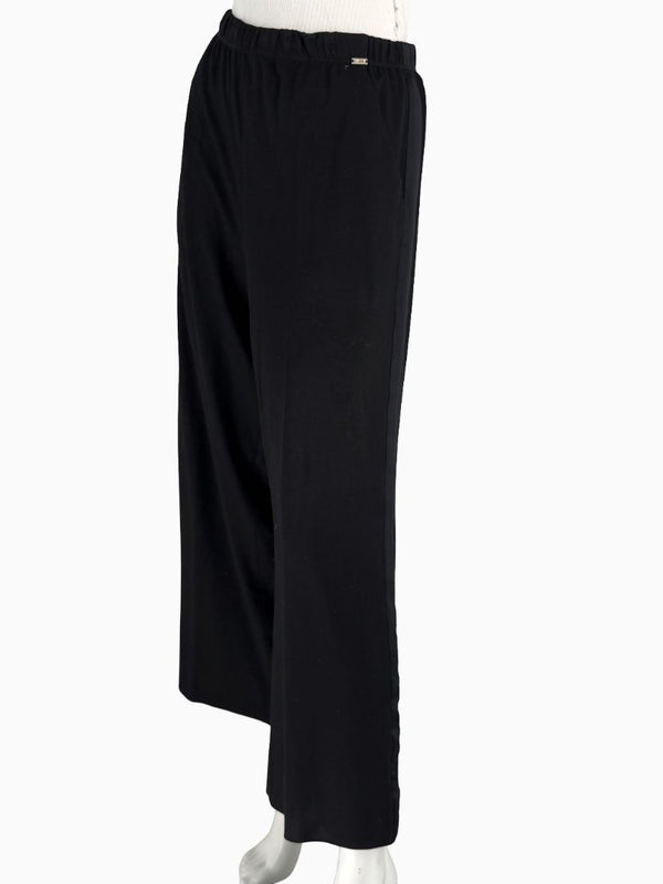 St. John Black Elastic Waist Wide-Leg Pants – Size Large