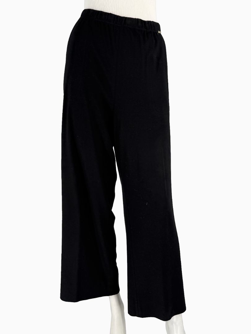 St. John Black Elastic Waist Wide-Leg Pants – Size Large