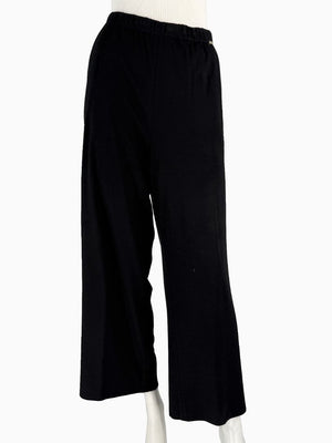 St. John Black Elastic Waist Wide-Leg Pants – Size Large
