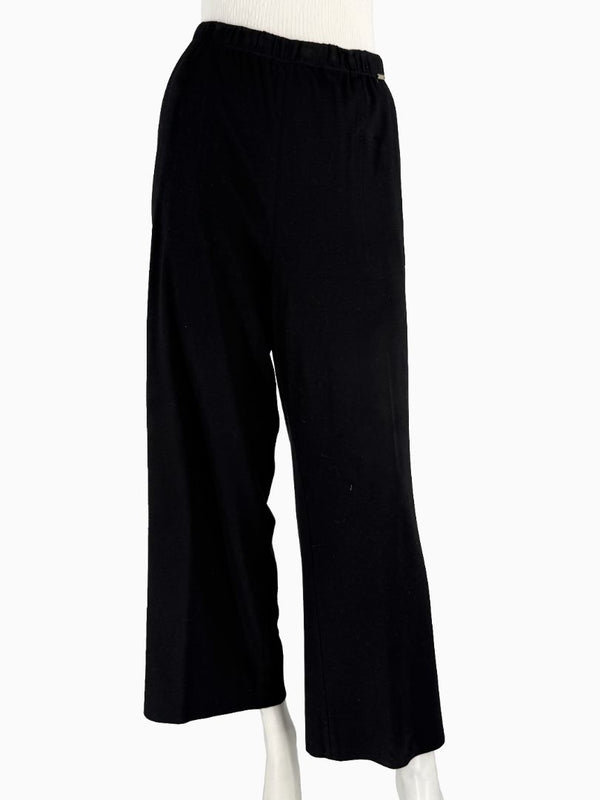 St. John Black Elastic Waist Wide-Leg Pants – Size Large