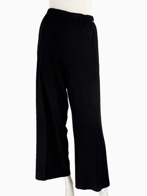 St. John Black Elastic Waist Wide-Leg Pants – Size Large