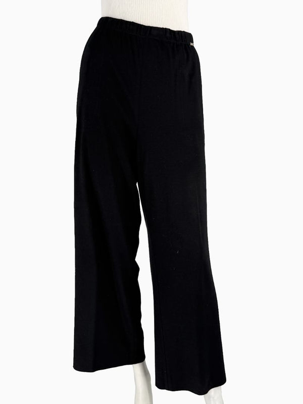St. John Black Elastic Waist Wide-Leg Pants – Size Large