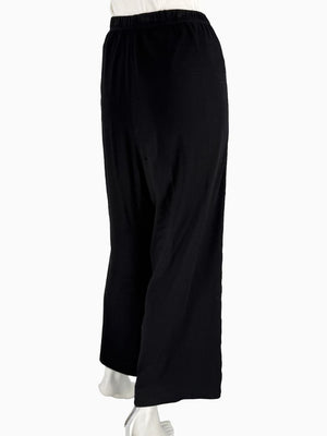 St. John Black Elastic Waist Wide-Leg Pants – Size Large