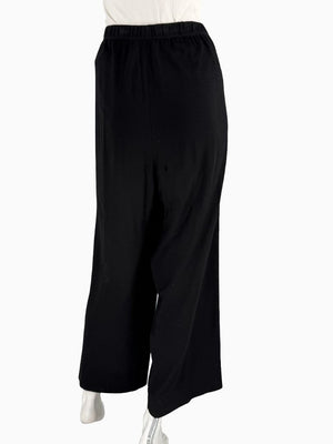 St. John Black Elastic Waist Wide-Leg Pants – Size Large