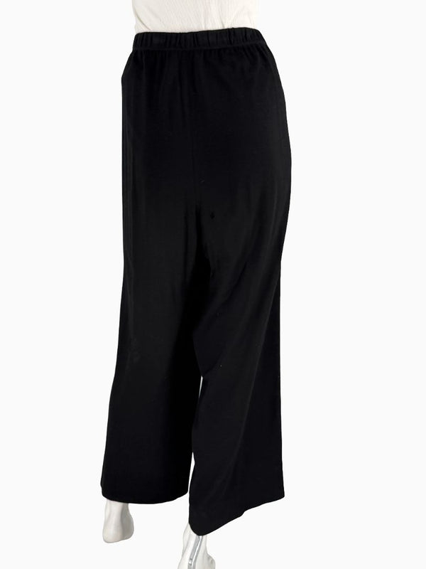 St. John Black Elastic Waist Wide-Leg Pants – Size Large