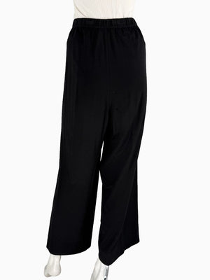 St. John Black Elastic Waist Wide-Leg Pants – Size Large