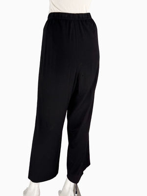 St. John Black Elastic Waist Wide-Leg Pants – Size Large