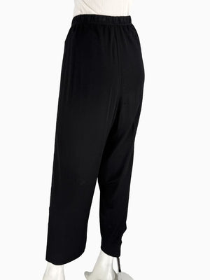 St. John Black Elastic Waist Wide-Leg Pants – Size Large