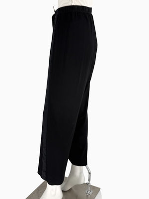 St. John Black Elastic Waist Wide-Leg Pants – Size Large