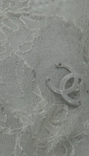 Chanel Fall 2005 Ivory Silk with Lace Trim Long Scarf