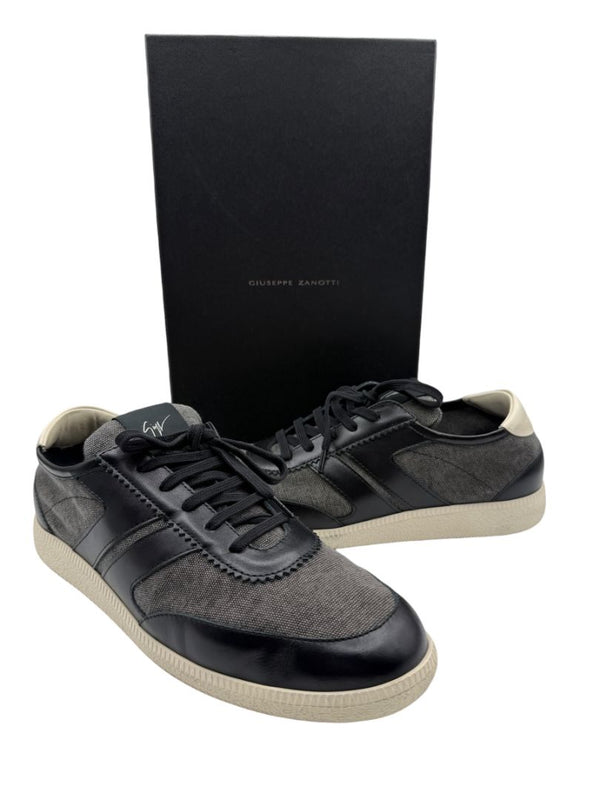 Giuseppe Zanotti Men's Sneakers Gray Canvas Black Leather Shoes EU 43 Italy Box