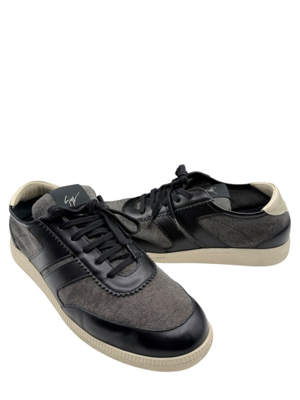Giuseppe Zanotti Men's Sneakers Gray Canvas Black Leather Shoes EU 43 Italy Box