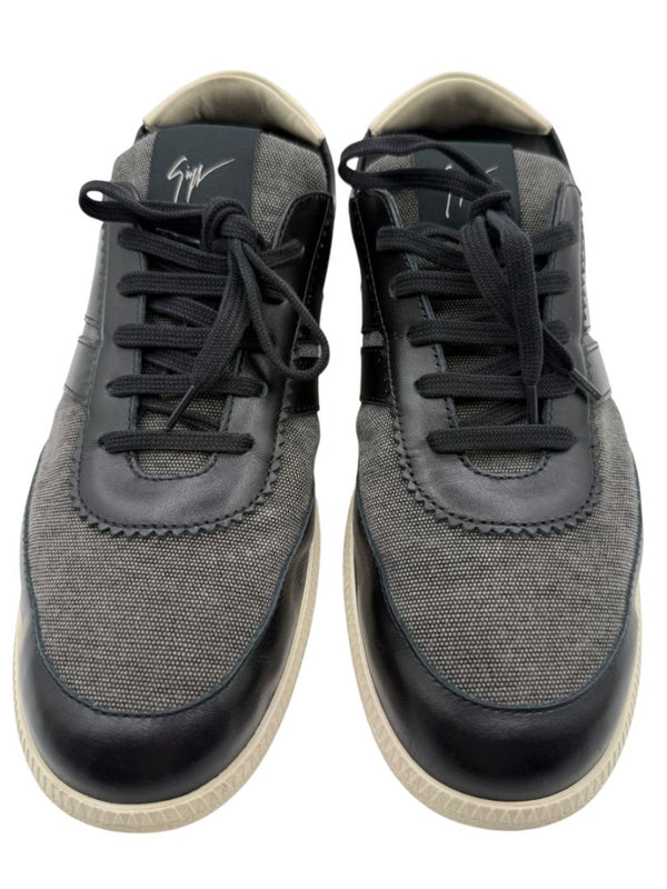 Giuseppe Zanotti Men's Sneakers Gray Canvas Black Leather Shoes EU 43 Italy Box