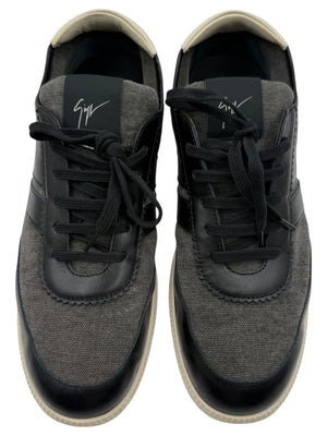 Giuseppe Zanotti Men's Sneakers Gray Canvas Black Leather Shoes EU 43 Italy Box
