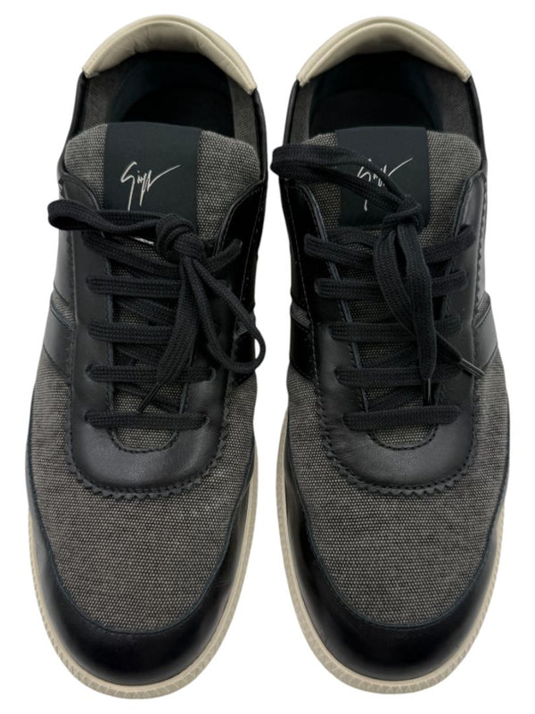 Giuseppe Zanotti Men's Sneakers Gray Canvas Black Leather Shoes EU 43 Italy Box