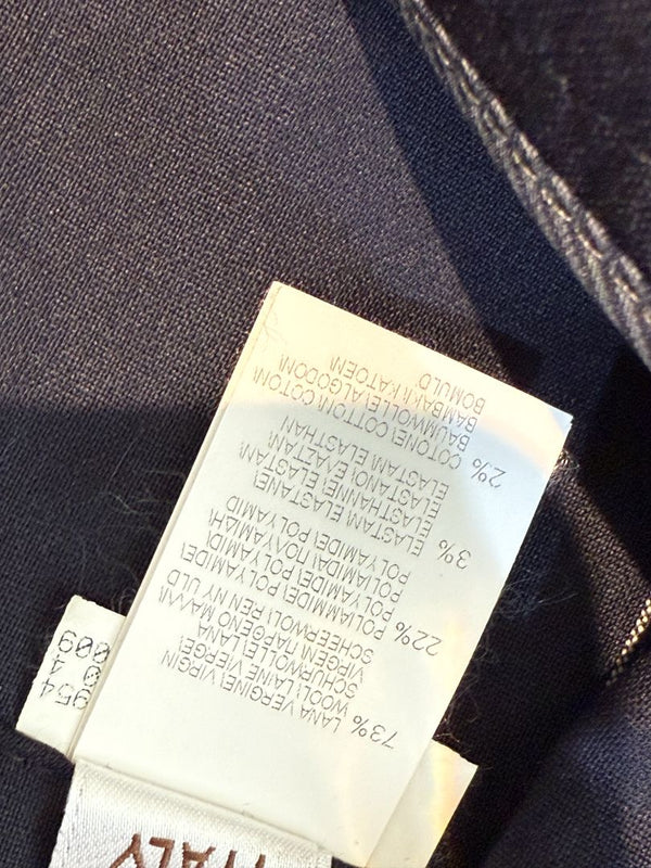 Brunello Cucinelli Navy Pinstripe Wool Pants with Belt - Size 8